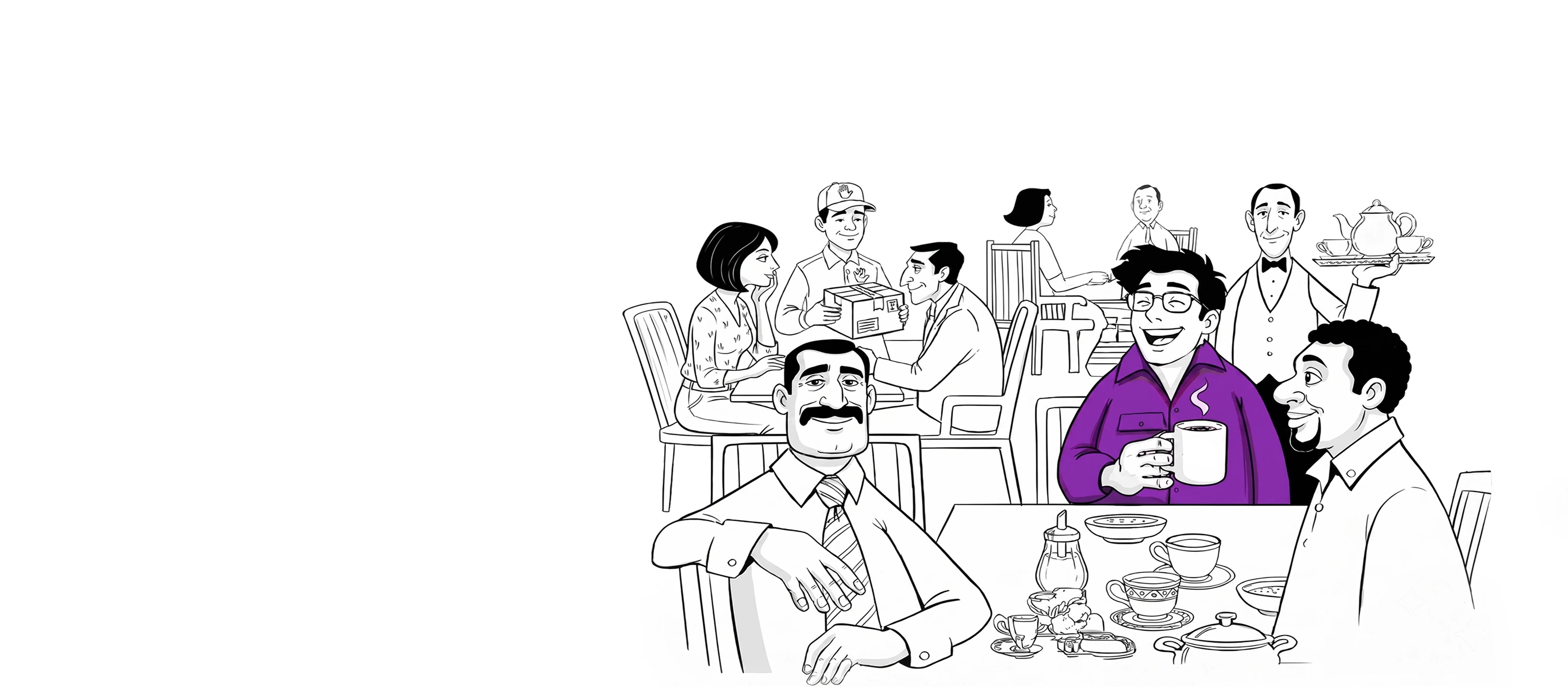 Illustration of people having personal, friendly conversations powered by Exotel